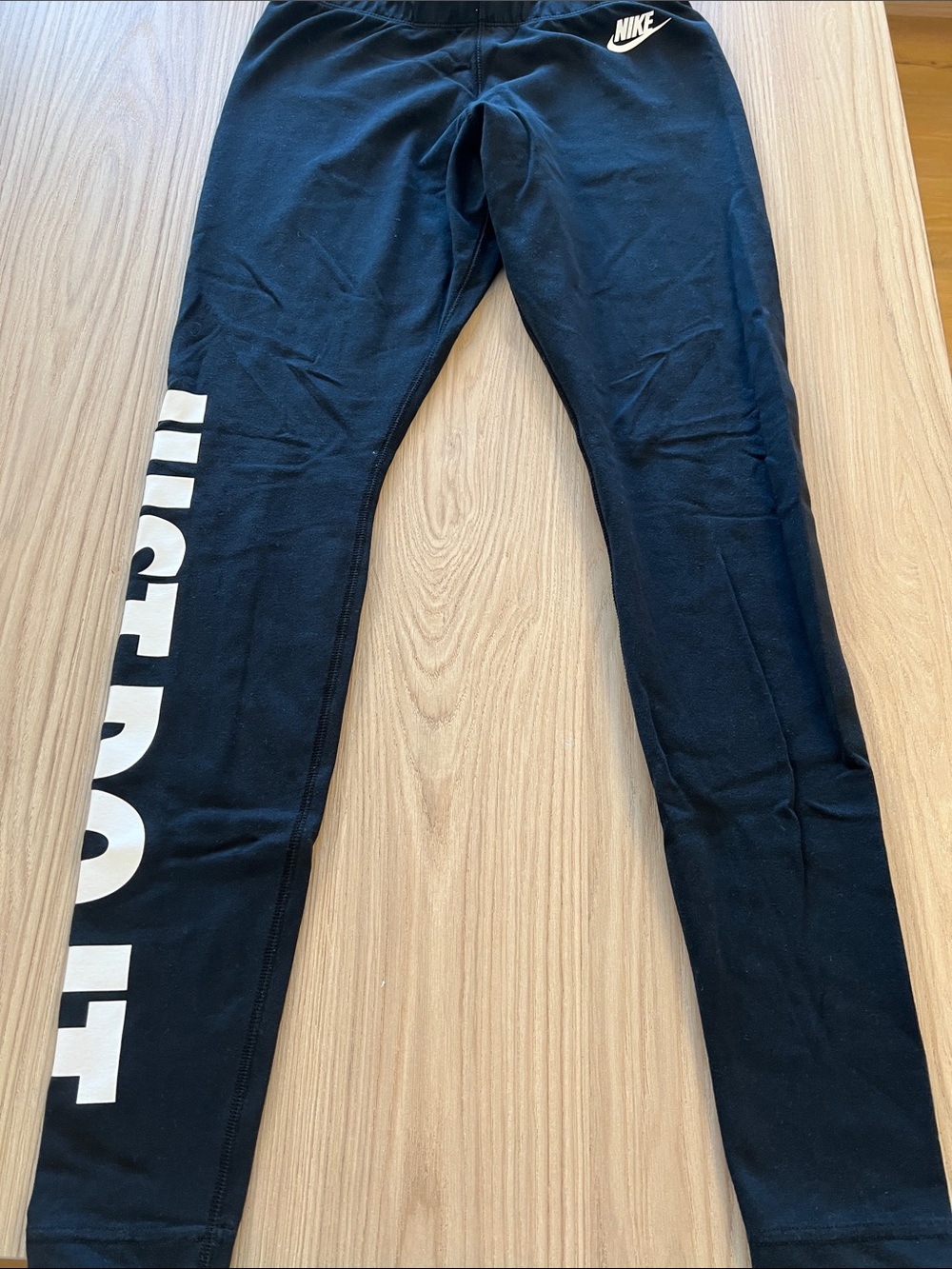 Nike Women Black Leggings with White Side Logo